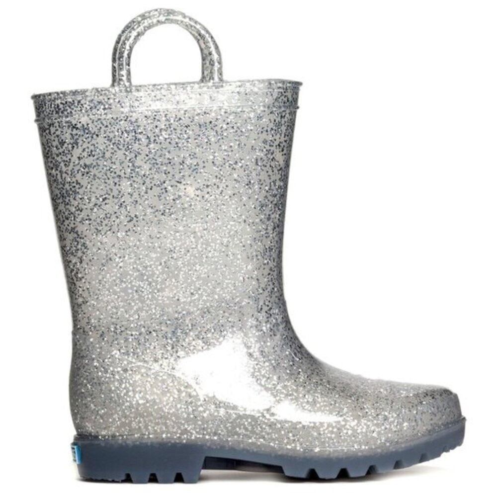 Toddler Girls' Glitter Rain Boots by ZOOGS Silver Size 8 New With Tags